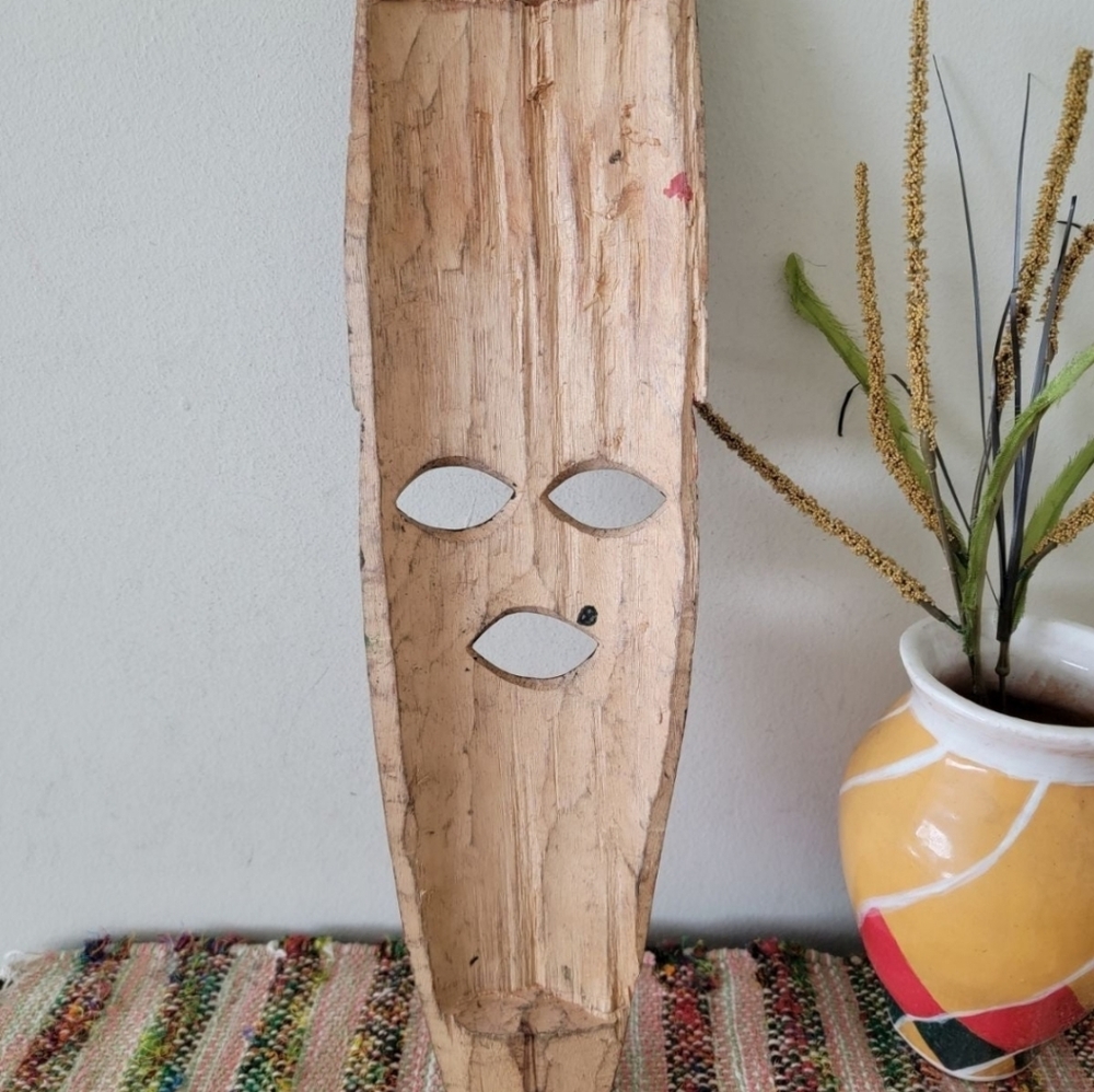 Boho chic bohemian Tiki wood home wall hanging decor - Picture 4 of 4